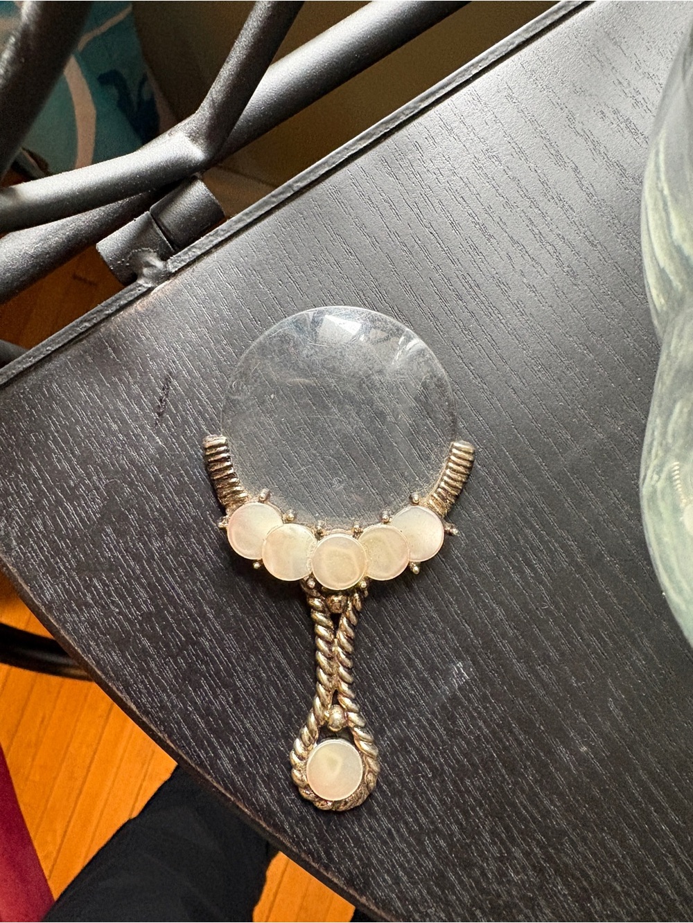 Vintage Gold Tone Magnifying Glass with Mother of Pearl
